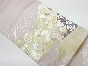 リサイクル　金彩切嵌風草花模様刺繍袋帯